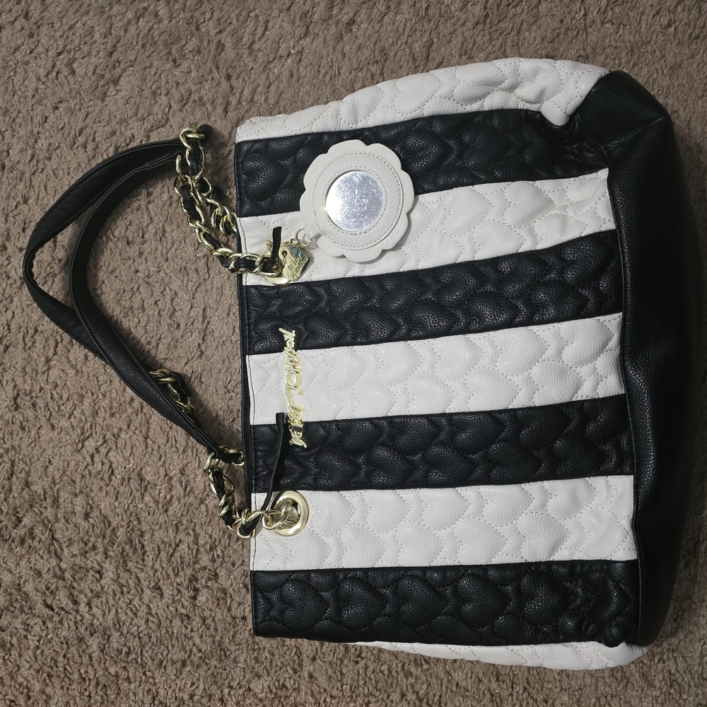 Betsey Johnson Black and White Quilted Tote
